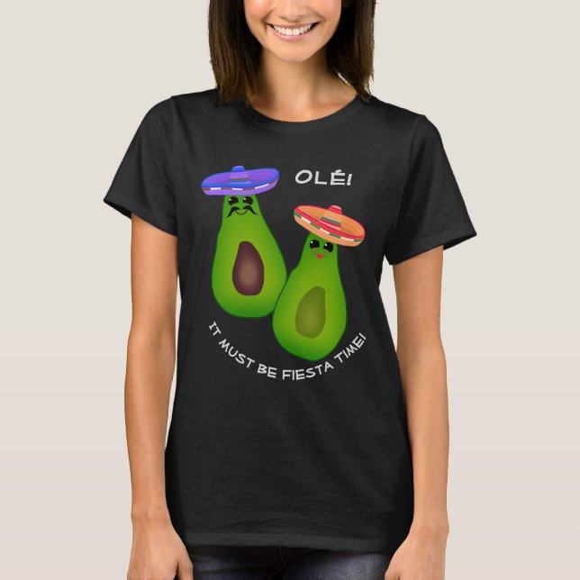 Avocado Couple w Sombreros T Shirt (Framsida)