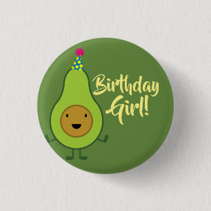 Avocado Cute 1:a födelsedagsknappen Pin Knapp
