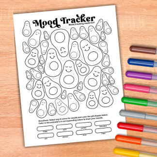 Avocado Cute Mood Tracker Daily Mood Tracking Anteckningsblock