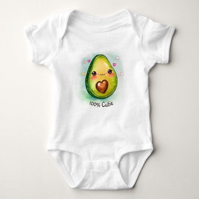 Avocado Cutie med din text - Baby Bodykostym T Shirt (Framsida)