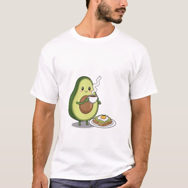 Avocado drinking coffee and eating avocado on toas t shirt (Framsida)