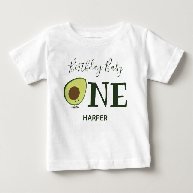 Avocado en första födelsedag t shirt (Framsida)