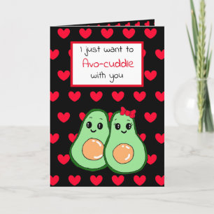 Avocado Food Pun, Cute Happy Valentine Day Card Kort