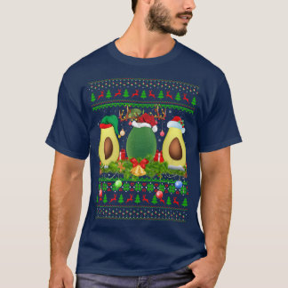 Avocado Fruit Älskare Julafton Santa Ugly Avocado  T Shirt