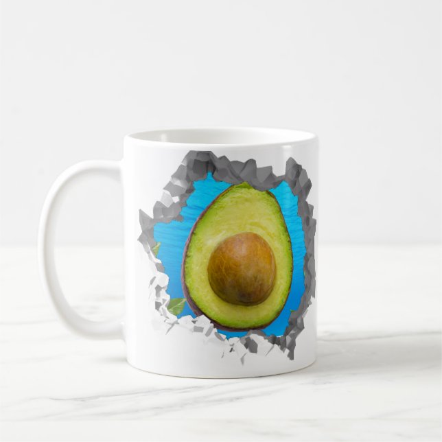Avocado Fruit Hål i en vall från en vall Kaffemugg (Vänster)