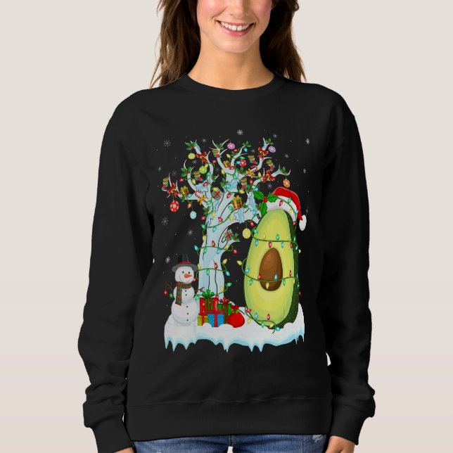 Avocado Fruit Julafton Träd Lighting Santa Hat Avo T Shirt (Framsida)