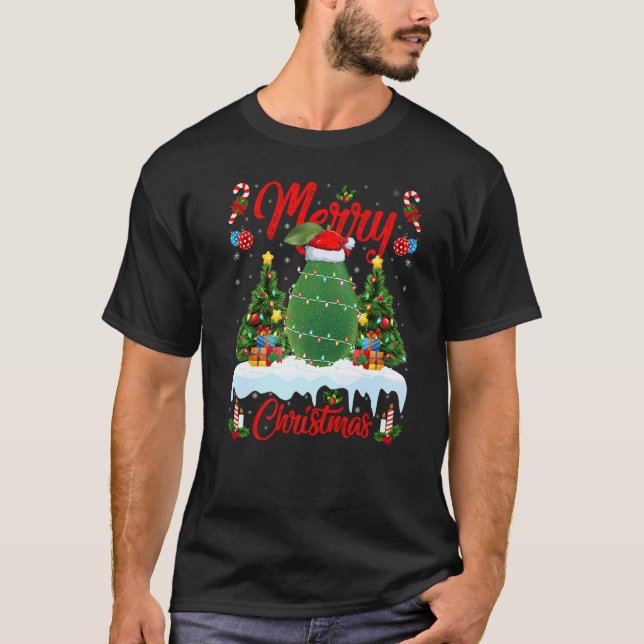 Avocado Fruit Lights Xmas Tree Santa Avocado Chris T Shirt (Framsida)