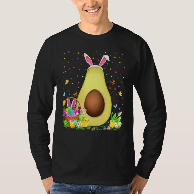 Avocado Fruit Påskägg Hunt Bunny Avocado Påsk T Shirt (Framsida)