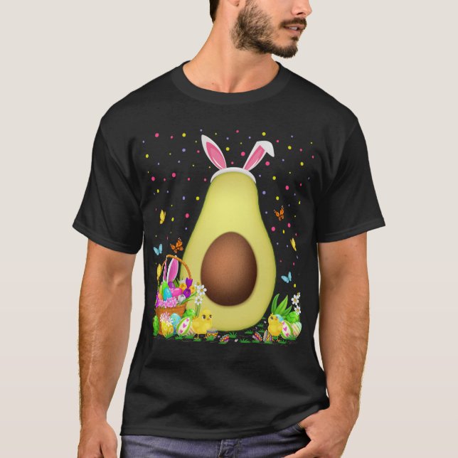 Avocado Fruit Påskägg Hunt Bunny Avocado Påsk T Shirt (Framsida)