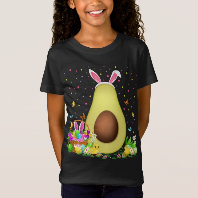 Avocado Fruit Påskägg Hunt Bunny Avocado Påsk T Shirt (Framsida)