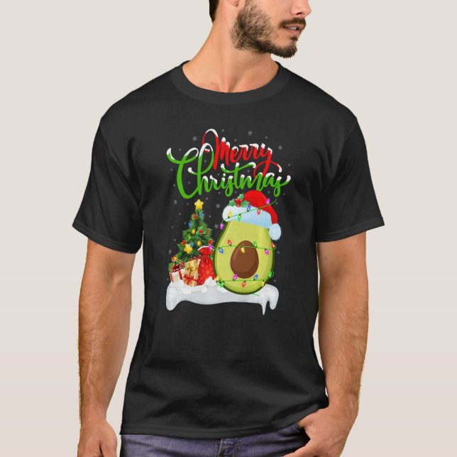 Avocado Fruit  Xmas Decorations Santa Avocado Chri T Shirt (Framsida)