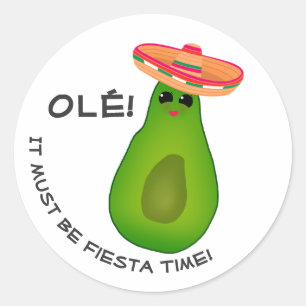Avocado Girl och Sombrero Runt Klistermärke