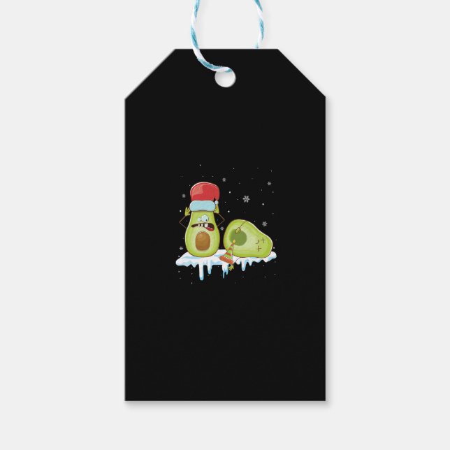 Avocado God jul Vegan Pajama Santa Hat Roligt Presentetikett (Framsidan)