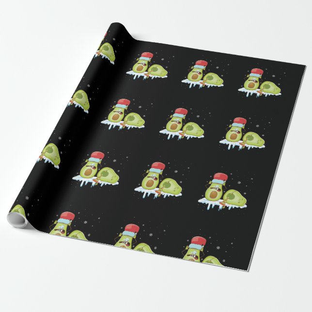 Avocado God jul Vegan Pajama Santa Hat Roligt Presentpapper (Utrullad)