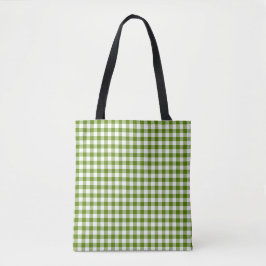 Avocado Green Plaid Gingham Retro Color Tygkasse