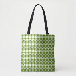 Avocado Green Plaid Shamrock Clover Retro Color Tygkasse