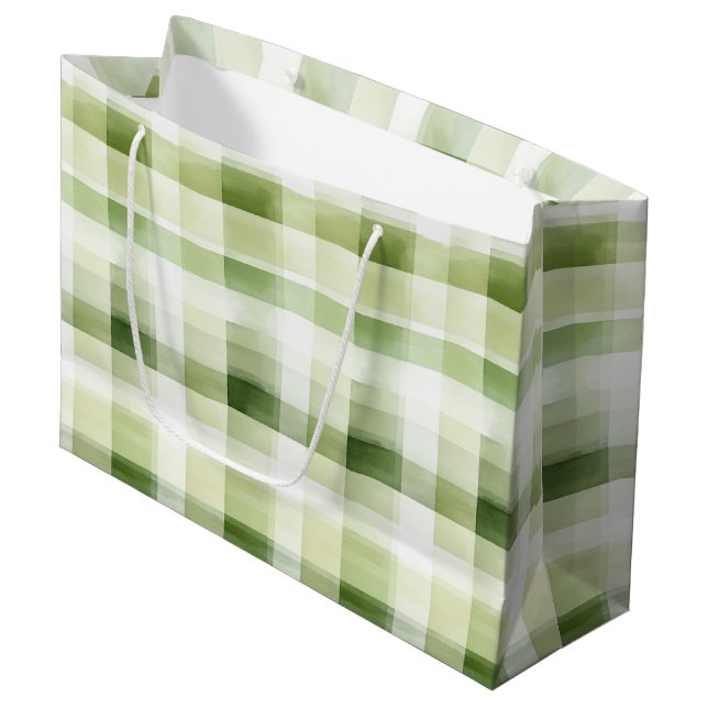 Avocado Green Plaid Stripes Birthday (Framsidan Vinklad)