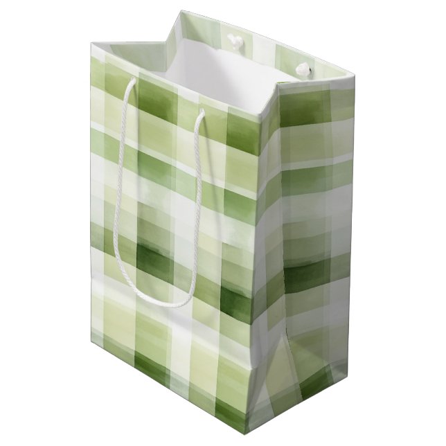 Avocado Green Plaid Stripes Birthday (Framsidan Vinklad)