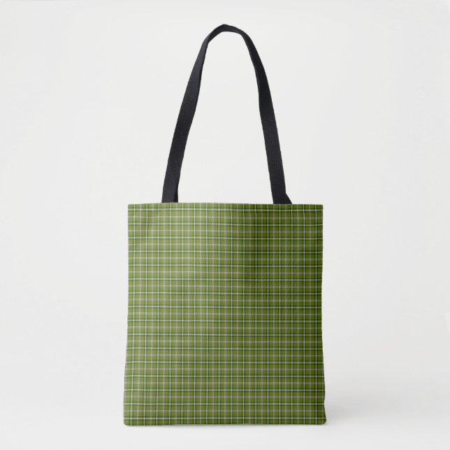 Avocado Green Plaid Windowpane Pattern Retro Tygkasse (Framsida)