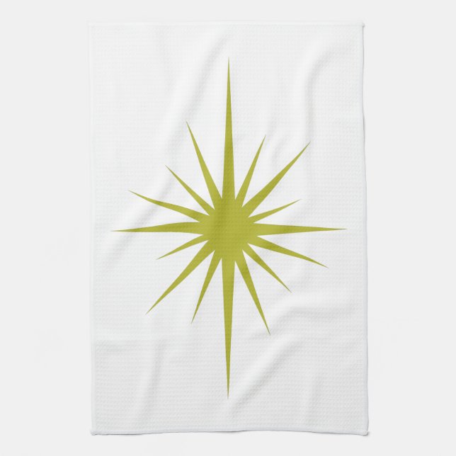 Avocado Grönt Atomic Star Mid Century Hand Towel Kökshandduk (Vertikal)