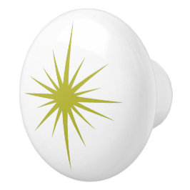 Avocado Grönt Atomic Starburst Mid Century Era Knopp