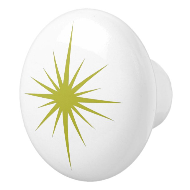 Avocado Grönt Atomic Starburst Mid Century Era Knopp (Höger)