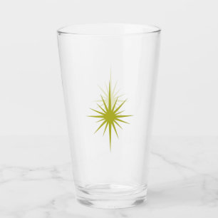 Avocado Grönt Atomic Starburst Retro Midsekunder Glaskopp