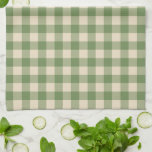 Avocado Grönt Cottagecore Gingham Check Play Kökshandduk<br><div class="desc">Modern picknicktrend i vår,  med gingham plaid tartan mönster i avocado grönt och kräm färg.</div>