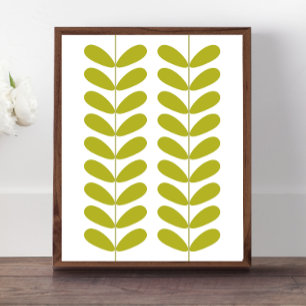 Avocado Grönt Flower Buds Mid Century Modern Poster