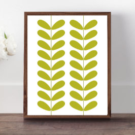Avocado Grönt Flower Buds Mid Century Modern Poster