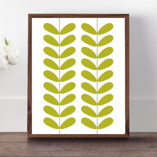 Avocado Grönt Flower Buds Mid Century Modern Poster (Skapare uppladdad)