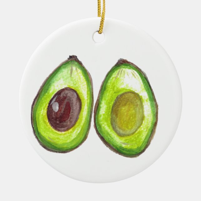 Avocado grönt frukttropa vegan Vegeterian Julgransprydnad Keramik (Framsidan)