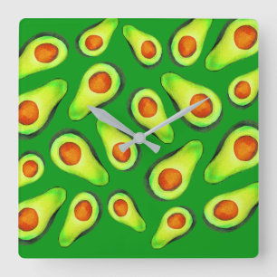 Avocado grönt health Fruodie Foodie Fyrkantig Klocka