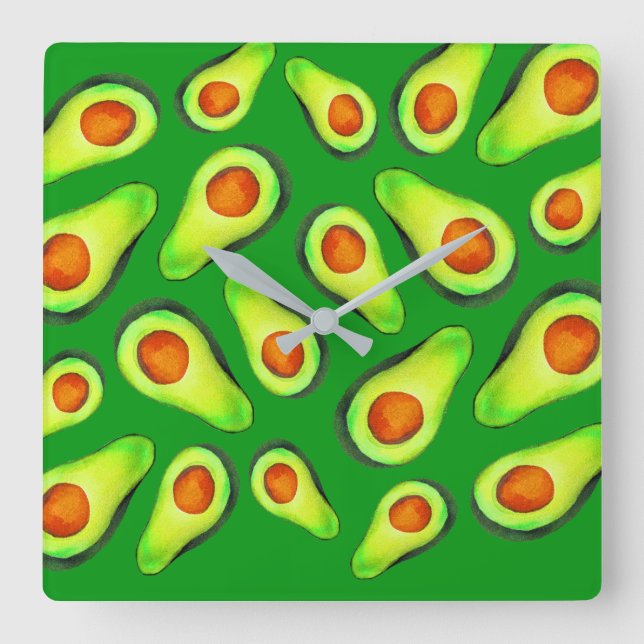 Avocado grönt health Fruodie Foodie Fyrkantig Klocka (Framsida)