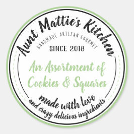 Avocado Grönt Vintage Handmade Gourmet Food Label Runt Klistermärke