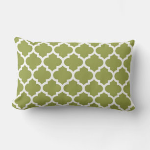 Avocado Grönt White Moroccan Quatrefoil Mönster #5 Lumbarkudde