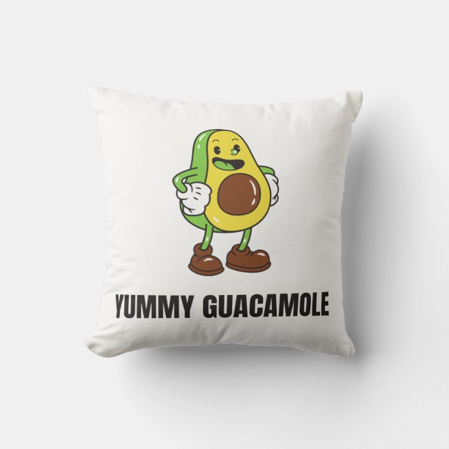 Avocado Guacamole Food Kawaii Face Kudde (Framsida)