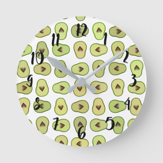 Avocado Heart Fruit Trendig Food Whimsical Coola Rund Klocka (Framsida)