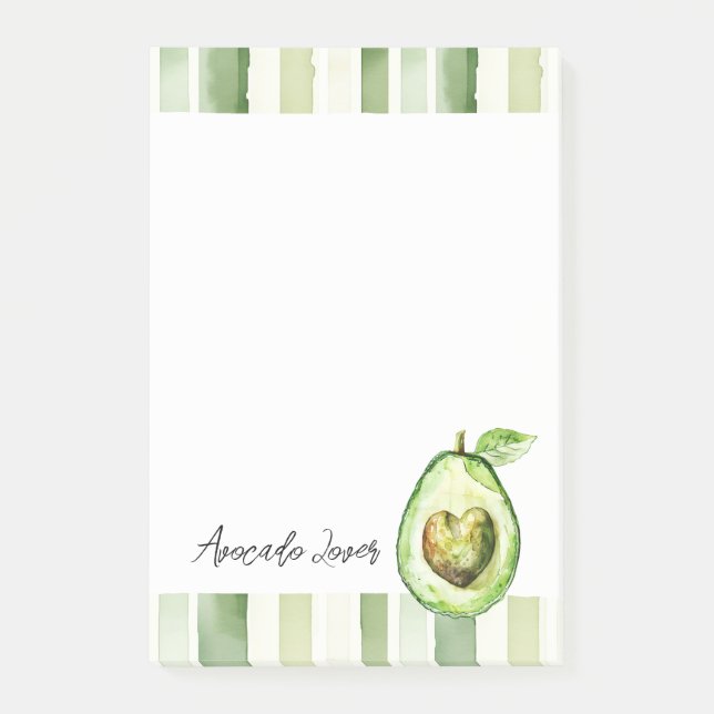 Avocado Heart Green Stripes Post-it Block (Framsida)
