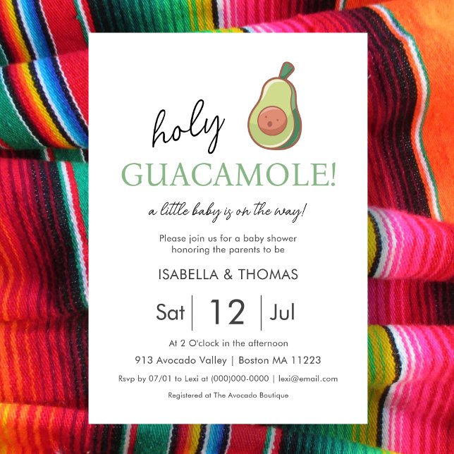 Avocado | Heliga Guacamole Baby Shower-inbjudan Inbjudningar (Skapare uppladdad)