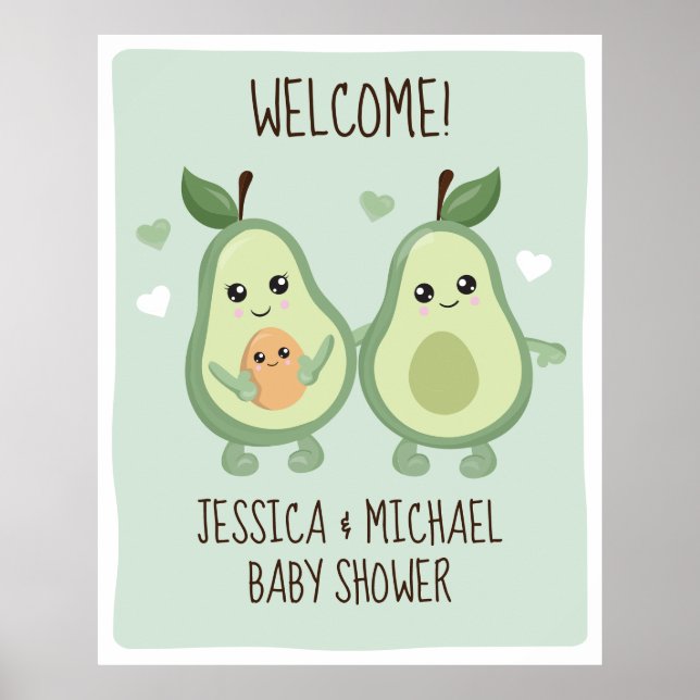 Avocado Heliga Guacamole Baby Shower Poster (Framsidan)