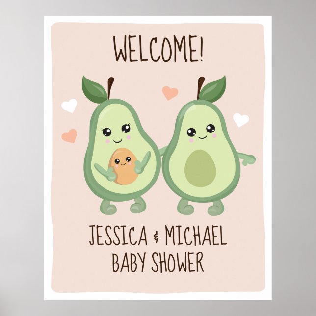 Avocado Heliga Guacamole Baby Shower Poster (Framsidan)