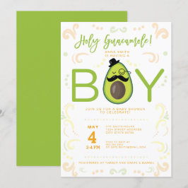 Avocado Heliga Guacamole Boy Baby Shower Taco Part Inbjudningar
