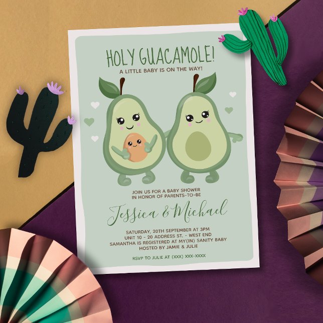 Avocado Heliga Guacamole Lesbisk Baby Shower Inbjudningar (Skapare uppladdad)
