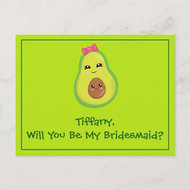 Avocado Hipster, kommer du att bli min bridesmaid Vykort (Framsida)