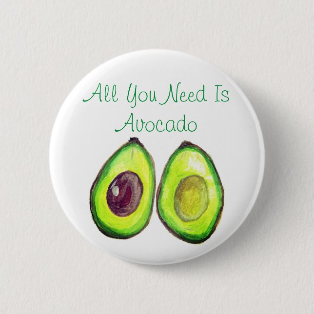 Avocado Humor text Vegan Food Healthy Fruit Button Knapp (Framsida)