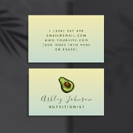 Avocado Illustration Nutritionist Dietician Ombre Visitkort