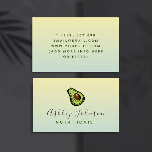 Avocado Illustration Nutritionist Dietician Ombre Visitkort