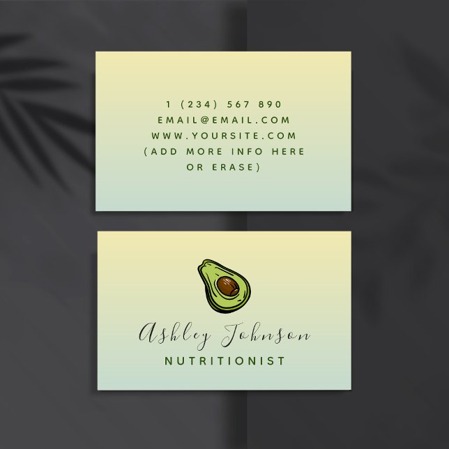 Avocado Illustration Nutritionist Dietician Ombre Visitkort (Skapare uppladdad)