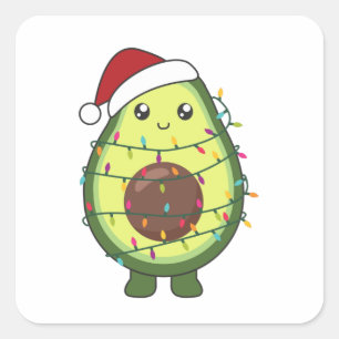 Avocado jul Ljus Funny Avocados Fyrkantigt Klistermärke